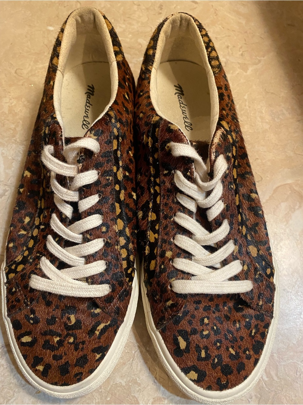 Madewell Leopard-Pattern Low-Top Sneakers with Cream Laces